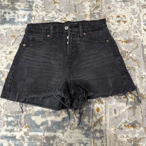 Old Navy Black Distressed High-Rise Denim Shorts